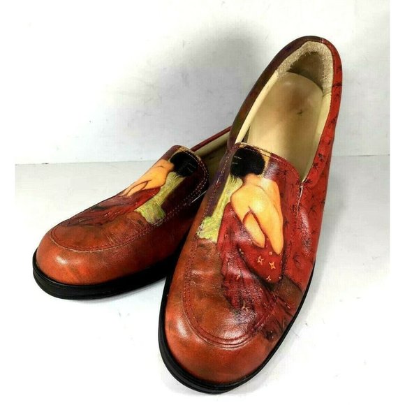 ITALIAN Multicolor Leather 'Woman in a Red Dress' Flat Loafer Shoes - Size 8 M - Picture 8 of 12